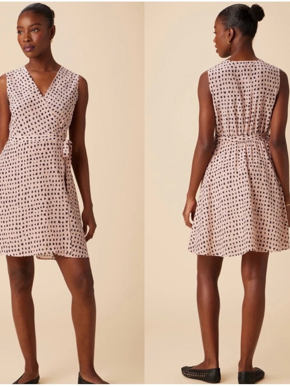 Amour Vert Ivy Washable Silk Wrap Dress - Valencia Dot Pink Print